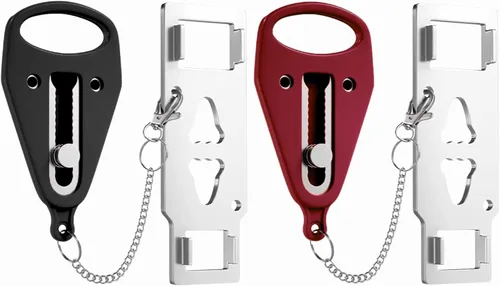 Miniatura 9 de Cerradura de Puerta Portátil Paquete de 2 para Viajes – Cerraduras de Puerta de Hotel para Seguridad de Viajeros – Cerradura de Seguridad de Puerta