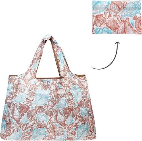 Miniatura 5 de allydrew - Bolsas grandes plegables de nailon reutilizables para comestibles, Conchas marinas Seashells