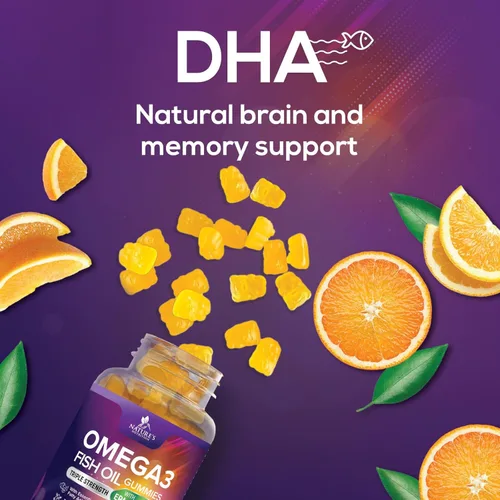 Miniatura 5 de Gomitas de aceite de pescado Omega 3 – 3 veces más fuerte – Suplemento de goma de aceite de pescado Omega 3 de alta absorción con DHA y EPA – Apoyo