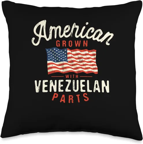 Patriotism Race Venezuela American Flag American Grown with Venezuelan Parts - Almohada patriótica de nacionalidad, 16 x 16 pulgadas, multicolor