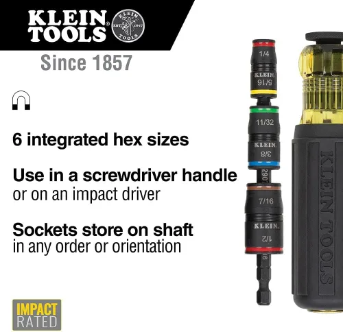 Miniatura 3 de Klein Tools 80083 Kit de destornillador de impacto con enchufe abatible de impacto 7 en 1 y destornillador multibit 14 en 1 y destornillador