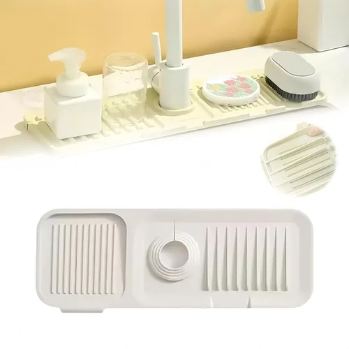 Tapete para grifo para fregadero de cocina, tapete de drenaje de silicona 2026, protector de fregadero de piedra de secado rápido mejorado para Beige