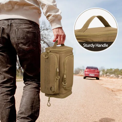 Miniatura 7 de Neceser táctico para hombres, bolsa de higiene colgante, kit organizador de viaje para afeitarse, artículos esenciales de ducha y artículos de aseo