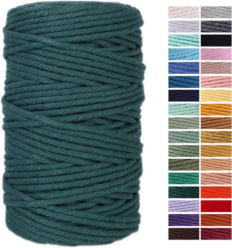 Miniatura 69 de Cuerda de Macramé Gris Claro 3mm x 109 Yardas, Cuerda de Algodón de Colores Cuerda para Manualidades Cuerda de Algodón Colorida para Colgar