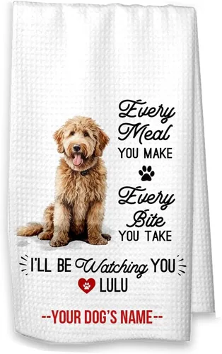 Miniatura 7 de Toalla de cocina personalizada Goldendoodle – Toalla de cocina de microfibra con tejido de gofre, regalo personalizado para amantes de los perros