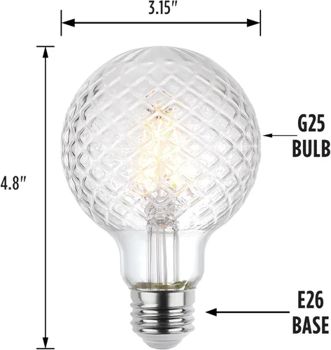 Miniatura 6 de Westinghouse 5268020 - foco LED regulable de 5,5 W (equivalente a 40 W), vidrio cortado G25, filamento transparente, 6 unidades, base mediana