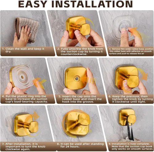 Miniatura 7 de Ganchos de ventosa reutilizables resistentes para cocina, baño, ducha, ganchos a prueba de humedad para toallas, batas, esponjas y coronas/montaje