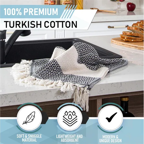 Miniatura 2 de RUMI & SHAMS - Toalla de mano turca para baño y cocina - 2 toallas de mano decorativas de lujo para baño - Toallas rústicas de cocina de 100 %