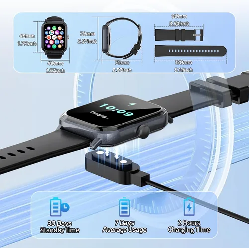 Miniatura 7 de Reloj inteligente para hombres y mujeres con llamadas, rastreador de actividad física de 1.83 pulgadas con monitor de frecuencia cardíaca/sueño