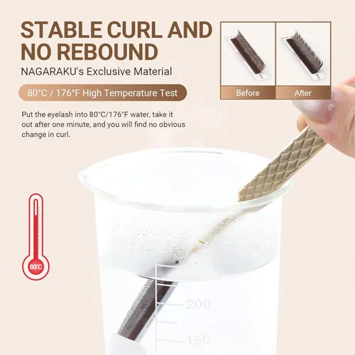Miniatura 263 de NAGARAKU Extensiones de pestañas falsas en forma de W de 4D, suaves y naturales, con volumen, rizado D, 0.07mm, mezcla de 8-15mm, abanico 0.07-D 4D W