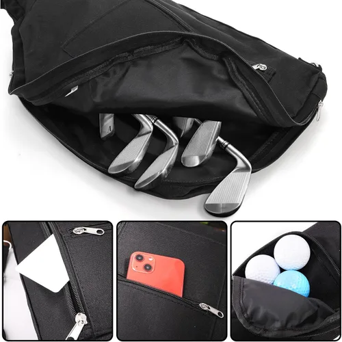 Miniatura 4 de Bekith Bolsa de golf, bolsas de viaje de golf ligeras, bolsa de transporte de golf plegable para 8-10 palos de golf, bolsas de transporte pequeñas