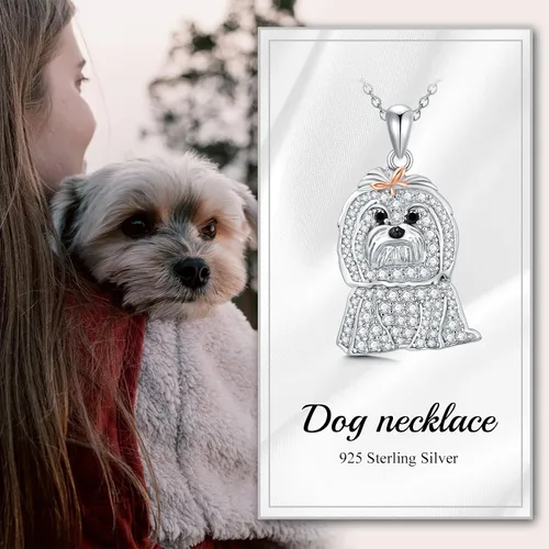 Miniatura 84 de Collares con colgante de perro de plata de ley S925 – 24 razas corgi/husky/labrador/pastor para mujer