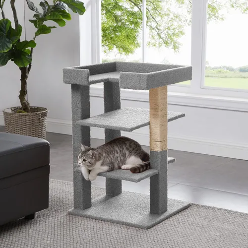 Miniatura 11 de Naomi Home Lulu - Torre grande para gatos con 2 plataformas espaciosas, condominio resistente para gatos con postes rascadores de sisal, diseño