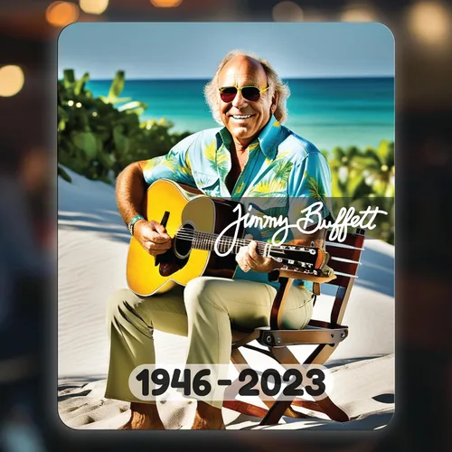Miniatura 2 de RIP Jimmy Buffett - Adhesivo adhesivo para automóviles, camiones, ventanas, parachoques, portátiles, tazas, paredes, 5.5 x 4.5 pulgadas