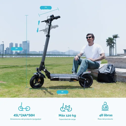 Miniatura 6 de Scooter eléctrico para adultos, velocidad de 38/28 MPH, rango de 55/28 millas, potente motor de 2400/1000 W, neumáticos todoterreno de 10 pulgadas