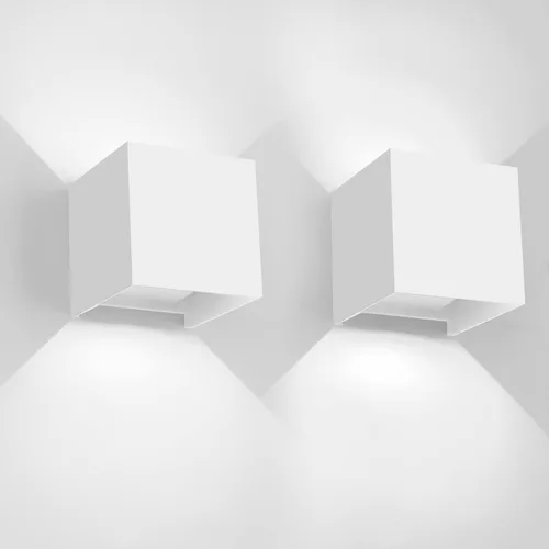 Miniatura 16 de Mille Lucciole Paquete de 2 lámparas de pared para exteriores de 12 W, para exteriores e interiores, apliques de pared LED blancos modernos, IP65