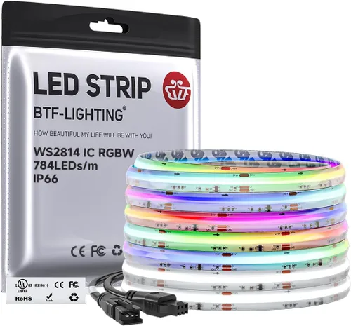 Miniatura 17 de BTF-LIGHTING Tira LED FCOB COB WS2814 IC RGBW 6000K Flexible de Alta Densidad con Efecto de Persecución de Color Uniforme 3m DC24V 896LED/m 16IC/m