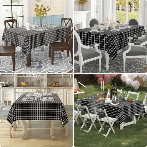 Miniatura 6 de misaya 6 Pack Rectangle Waterproof Fabric Table Cloth, Plaid Stain Resistant Polyester Tablecloth, Washable Cloth Table Cover for Dining Room