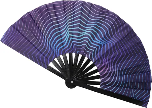 Miniatura 14 de Abanico de Mano Plegable Grande con Purpurina Abanico de Mano Grande para Rave, Abanico de Mano Plegable Brillante Clack Abanico de Mano