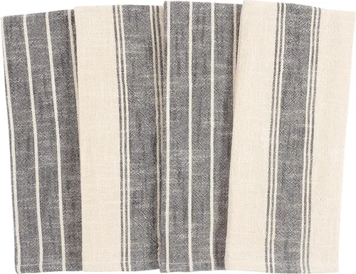 Miniatura 3 de KAF Home - Toalla de cocina natural rústica de estilo granja 100% algodón, 18 x 28 pulgadas Suave y absorbente (negro, juego de 4)