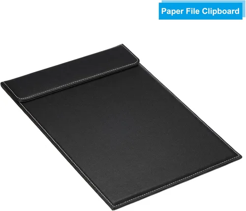 Miniatura 3 de PATIKIL Portapapeles de piel sintética A4 de 13 x 9.1 pulgadas, organizador de folio de negocios negro, para currículum, soporte para carpetas