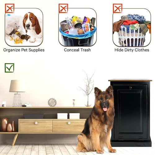 Miniatura 5 de Peaceful Classics Gabinete de Basura Abatible sin Cajón - Gabinete Extraíble de Madera, Gabinete Decorativo para Basura para Cocina, Dormitorio