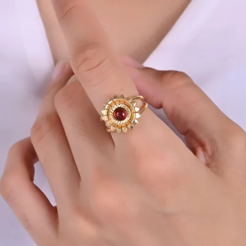Miniatura 22 de Gempires - Anillos de piedra natural para mujer, ligeros, de cristal, hechos a mano, hipoalergénicos, chapados en oro, para uso diario, regalos