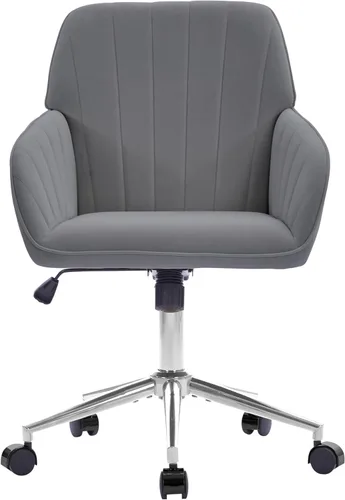 Miniatura 9 de YITAI Silla de escritorio giratoria de terciopelo de 360°, moderno sillón de oficina en casa con base dorada y ruedas para tocador, cómoda silla