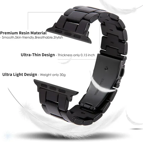 Miniatura 4 de HOPO Compatible With Apple Watch Band Thin Lightweight Resin Strap Bracelet Fashion Wristband Replacement For iWatch Bands Series Ultra 11 10 9 8 7