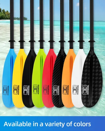 Miniatura 3 de OCEANBROAD Adjustable Carbon Fiber Kayak Paddle 86in/220cm to 94in/240cm Kayaking Oar for Adults with Paddle Leash 1 Paddle Azul