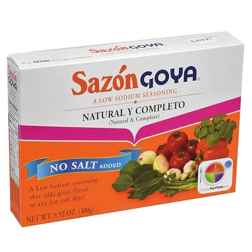 Sazón Natural and Complete by Goya, mezcla de especias latinas bajas en sodio para aves, mariscos, carne y verduras, condimento mexicano multiusos,