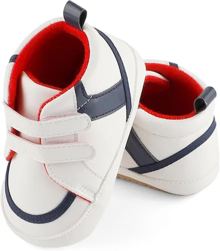 Miniatura 4 de ESTAMICO - Tenis de piel sintética para bebés, niños y niñas, suela de goma antideslizante, para primeros pasos, zapatos para exteriores