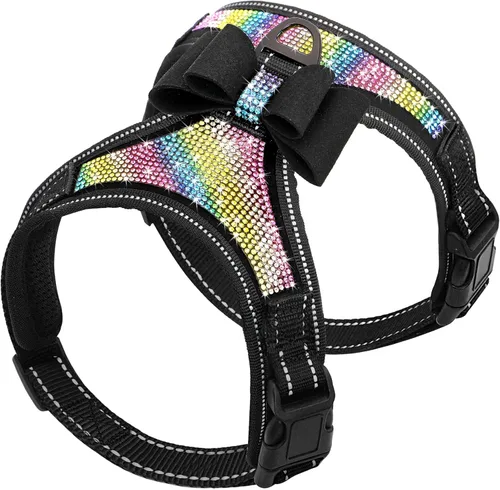 Miniatura 5 de Arnés de perro Beirui con strass - Chaleco reflectante brillante de nylon para perros con lazo brillante para perros pequeños, medianos y grandes