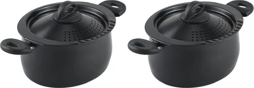 Miniatura 8 de Bialetti- 7265 Oval 5.5 cuarto de pasta olla con tapa de colador, antiadherente, 1, negro