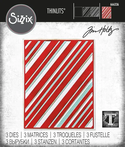 Miniatura 3 de Sizzix Thinlits 666336 - Juego de troqueles (3 unidades, diseño de rayas escalonadas) de metal para álbumes de recortes, relieve, diario