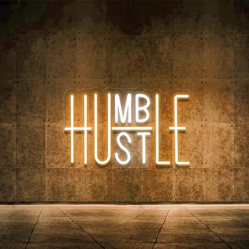 Hustle - Letrero LED de neón para decoración de pared, decoración de fiesta humilde, interruptor alimentado por USB, luces LED de neón de brillo