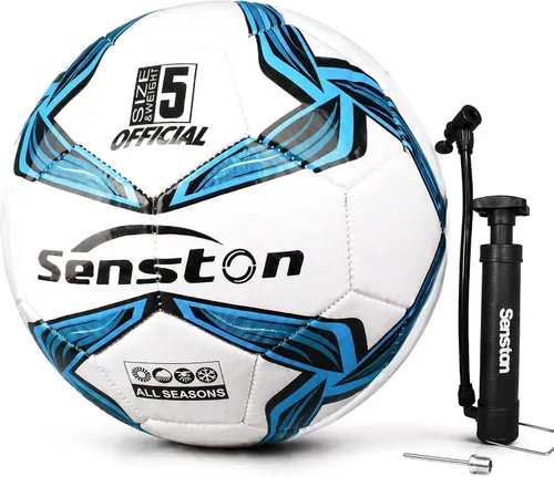 Miniatura 9 de Senston Balón de fútbol tamaño 4 y 5 con bomba de aire y agujas, fútbol de entrenamiento de PVC duradero con bobinado de nailon grueso y vejiga