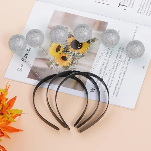 Miniatura 5 de jiebor 10 diademas de alienígena con antenas marcianas, accesorios para disfraz espacial, accesorios de cabeza de bola con purpurina para fiesta