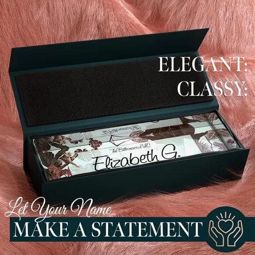 Miniatura 2 de Placa de nombre personalizada para escritorio, placas de nombre personalizadas para escritorio, 2½ x 8 pulgadas, acrílico grueso cristalino, caja