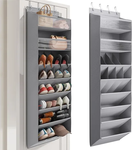 Miniatura 10 de Mefirt - Zapatero sobre la puerta para armario para más de 18 pares, organizador de zapatos de puerta con grandes bolsillos transpirables, zapatero