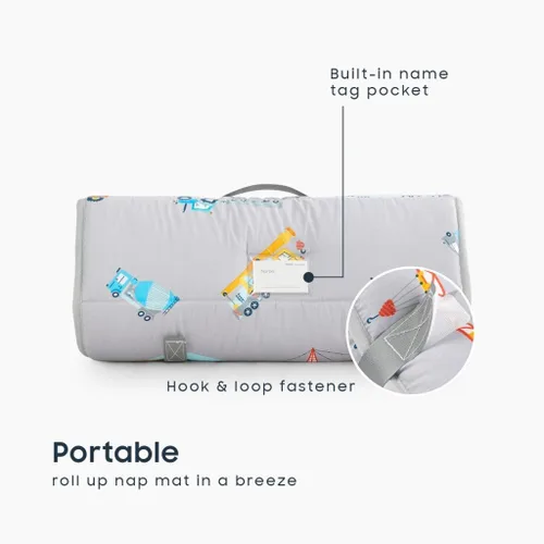 Miniatura 3 de Wake In Cloud - Tapete para siesta para niños pequeños con almohada y manta, tela 100% algodón, para niños de 3 años más en guardería, jardín de Azul