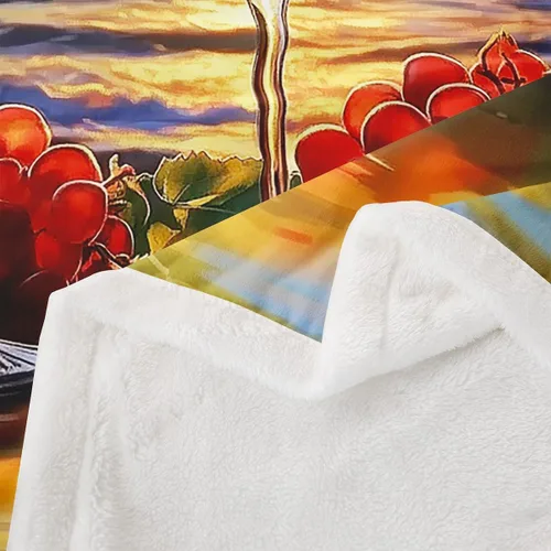 Miniatura 4 de Manta de franela champán para todas las estaciones, romántica manta de cama de vino tinto para decoración del hogar kawaii, manta de feliz día