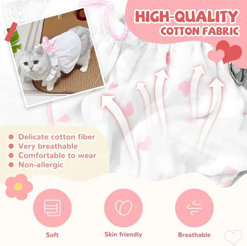 Miniatura 5 de Vestidos para perros pequeños, hembra, perro, gato, vestido lindo de algodón extra de verano, decoración de lazo, traje de cumpleaños, ropa de Rosa
