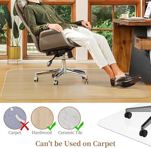Miniatura 3 de Tapete para silla de oficina para suelo de madera dura, 36 x 48 pulgadas, paquete de 2 alfombrillas para sillas para suelos duros, tapete protector