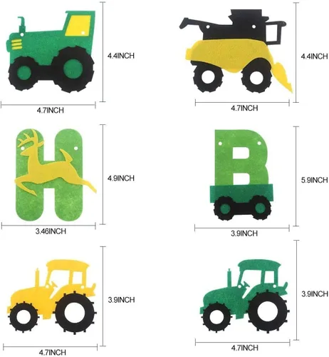 Miniatura 4 de Juego de pancartas de cumpleaños de tractor verde con guirnalda de tractor para decoración de fiestas de cumpleaños con temática de tractor