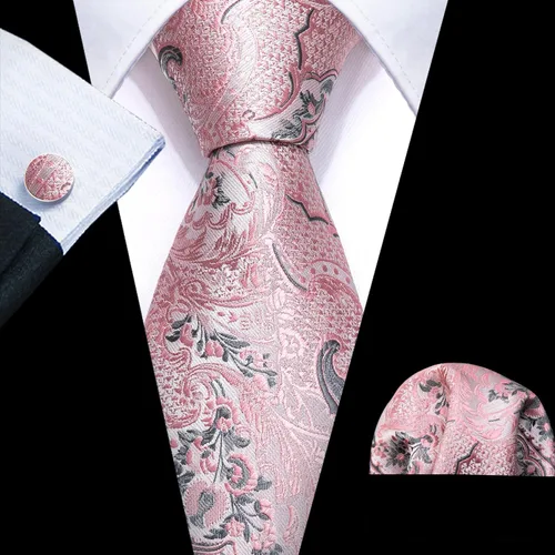 Miniatura 9 de Barry.Wang - Juego de corbata de seda para hombre, diseño de cachemira, pañuelo y gemelos de bolsillo