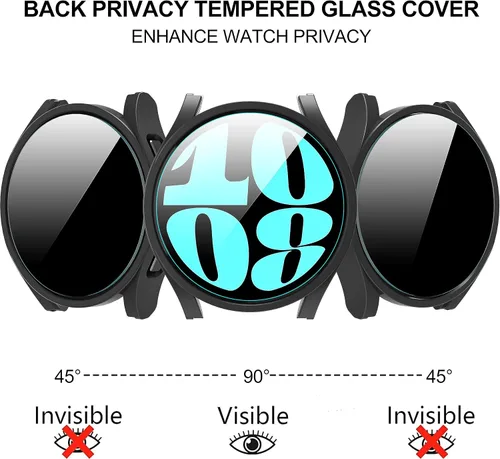Miniatura 3 de Suoman Paquete de 4+4 fundas para Samsung Galaxy Watch 6 Classic de 1.732 pulgadas (1.732 in), protector de pantalla de privacidad de vidrio
