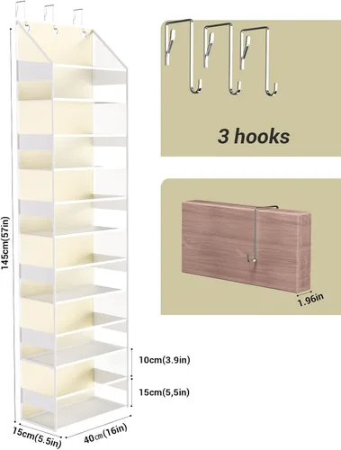 Miniatura 4 de Organizador colgante para colgar sobre la puerta con 6 estantes, almacenamiento de animales de peluche, almacenamiento detrás de la puerta