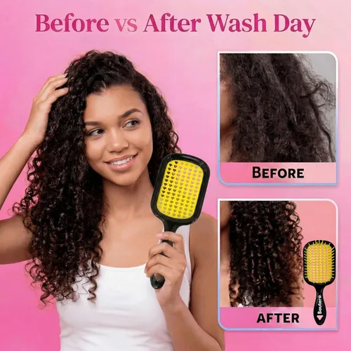 Miniatura 5 de Bautero Cepillo desenredante para cabello grueso y rizado, desenredante sin dolor para cabello natural enrollado 4C, reduce la rotura y el Saku