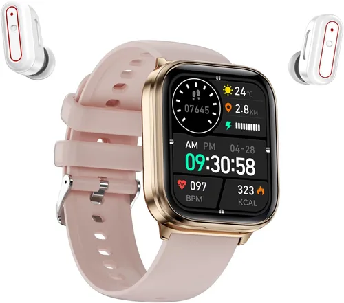 Tuanzi X9 2 en 1 Smart Watch TWS Auriculares inalámbricos Bluetooth 1.85 "Reloj con auriculares dentro del monitor de salud, rastreador de fitness,